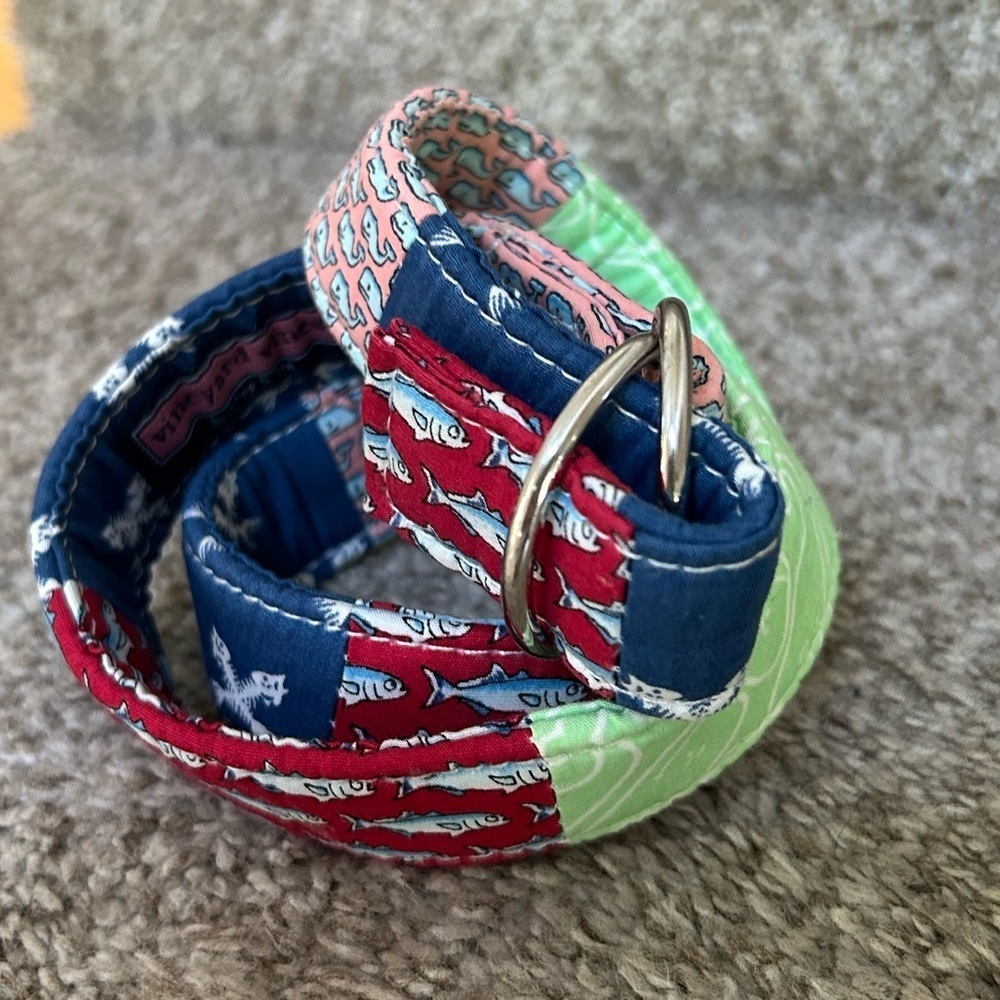 Vineyard Vines Kids Patchwork Belt in Red, Navy, Pink & Green
